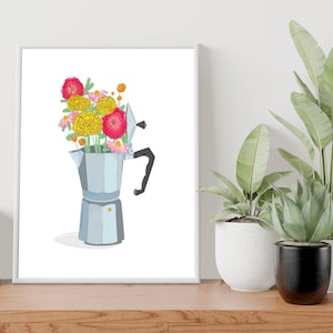 La Greca Art, Moka Pot, Coffee cans, Coffee Culture Art, Kitchen Wall Art prints, Latino Culture Art, Spanish/Latino Pop art