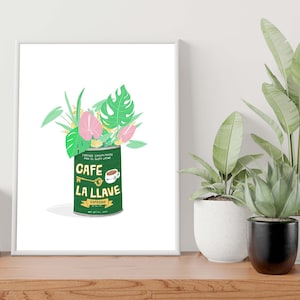 La Llave cafe, Coffee cans, Coffee Culture Art, Kitchen Wall Art prints, Latino Culture Art, Spanish/ Latino Pop art