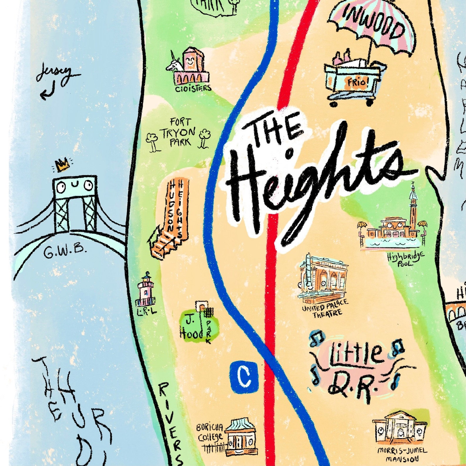 In the Heights Map, Washington Heights Art, Latino Culture Art, New