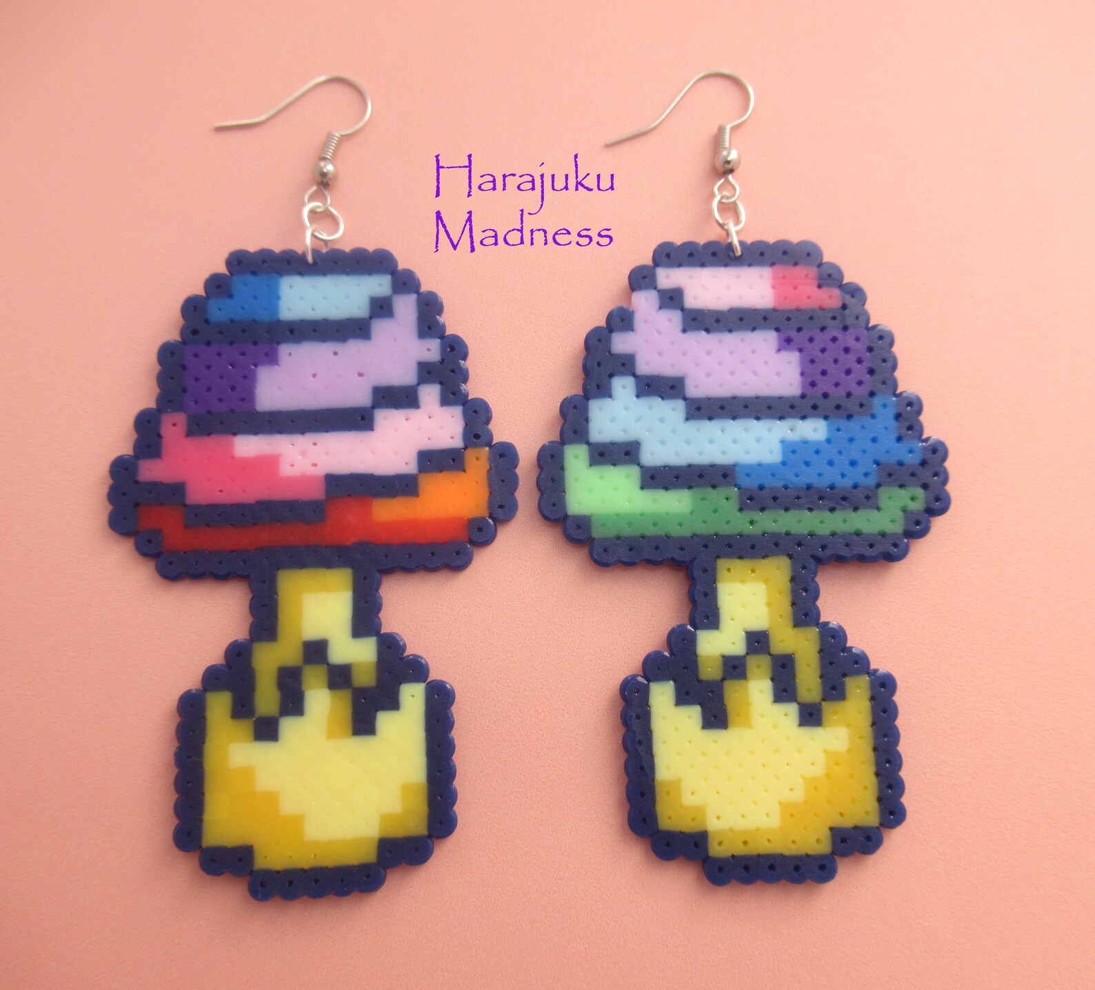Crazy Trippy Mushrooms Perler Bead Pixel Art Earrings in - Etsy UK