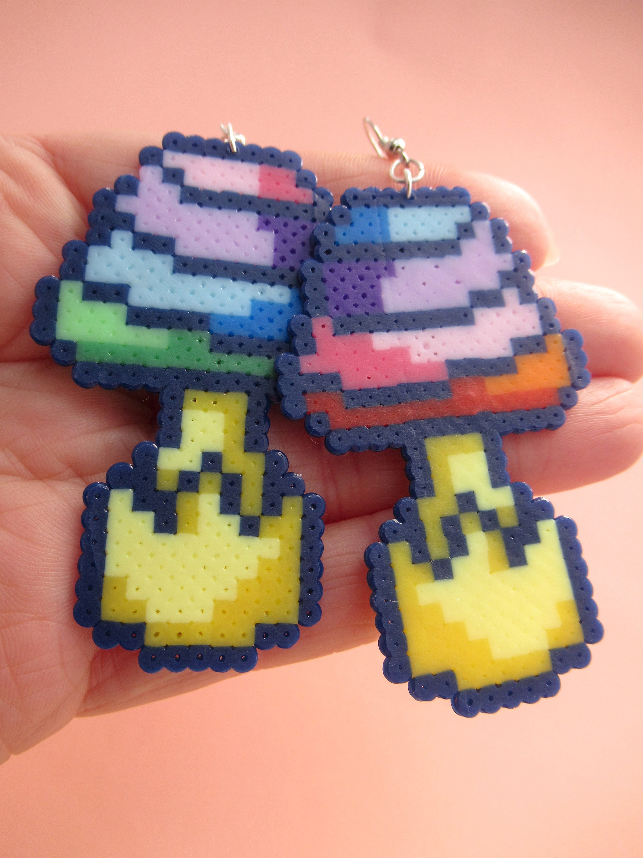 Crazy Trippy Mushrooms Perler Bead Pixel Art Earrings in | Etsy UK