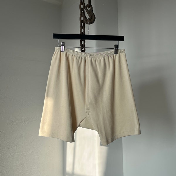 Beige Fleece "Renaissance" made in France Coton Shorts / Vintage work wear