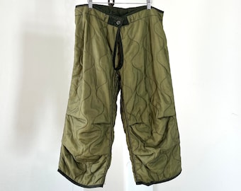 Vintage 70s US Military Quilted Nylon Trousers Liner - Waist 30-31