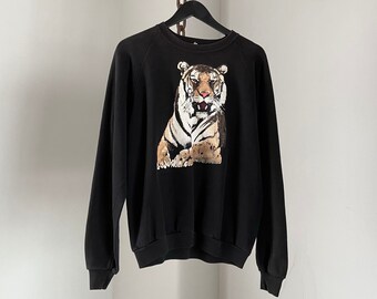 Vintage Black Tiger Graphic Sweatshirt / Größe XL Made in USA