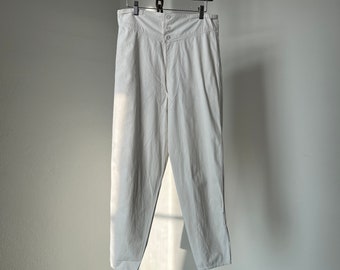 French Lining White Coton Canvas Military / Cavalry Pants from 1920s - size 30&quot;