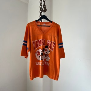 Tampa Bay Buccaneers Mickey Graphic Screen Print V Neck Orange T-shirt