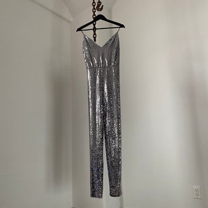 All Over Stage Silver Disco Jumpsuit / WOWWWW
