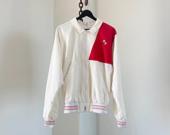 Vintage Weiß Rot Disney Wear Mickey Golf Windjacke USA Größe M