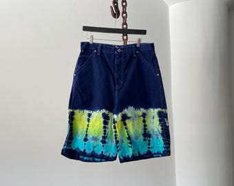 Pantalones cortos vaqueros Vintage Arizona Jean Co.: Detalle de teñido anudado hecho a mano