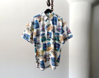 Vintage 80s ACME Clothing Co. Cotton Looney Toons Sports Print Shirt - Size M