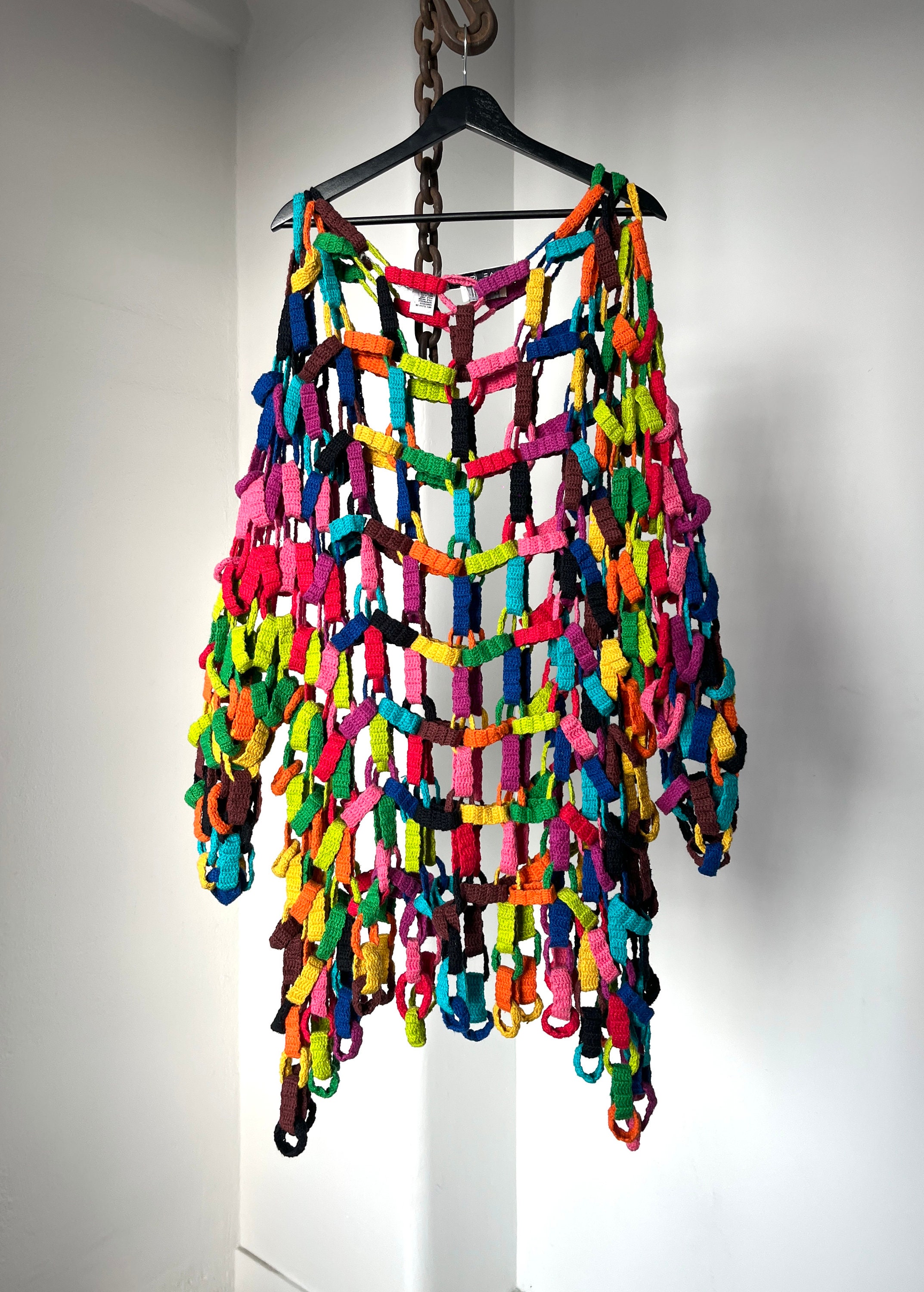 Pull Vintage Michael Simon Années 80 Motif Lien Géométrique Coloré - Taille Unique, Parfait état