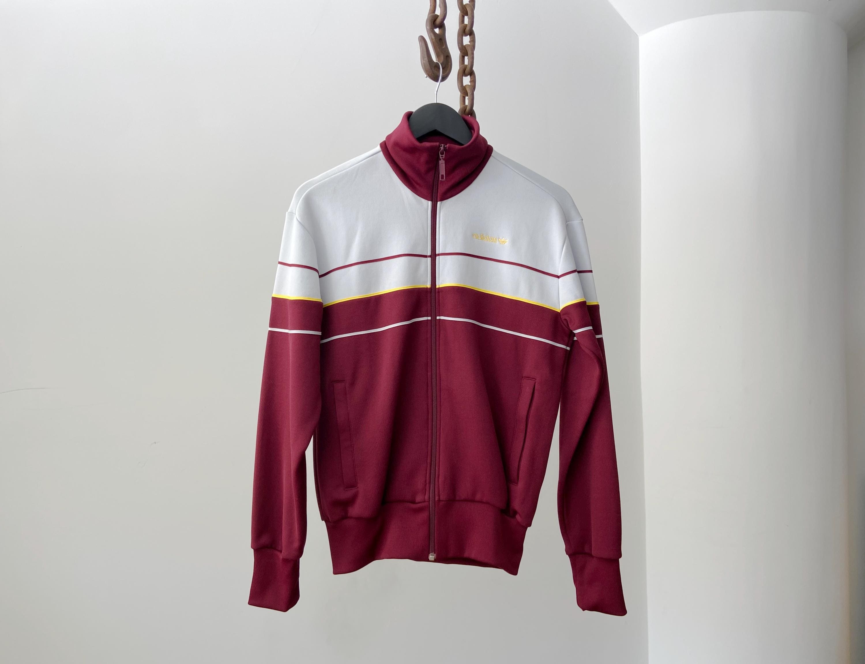 Vintage Adidas Stripe Zip-up Track Jacket - Retro Burgundy + White