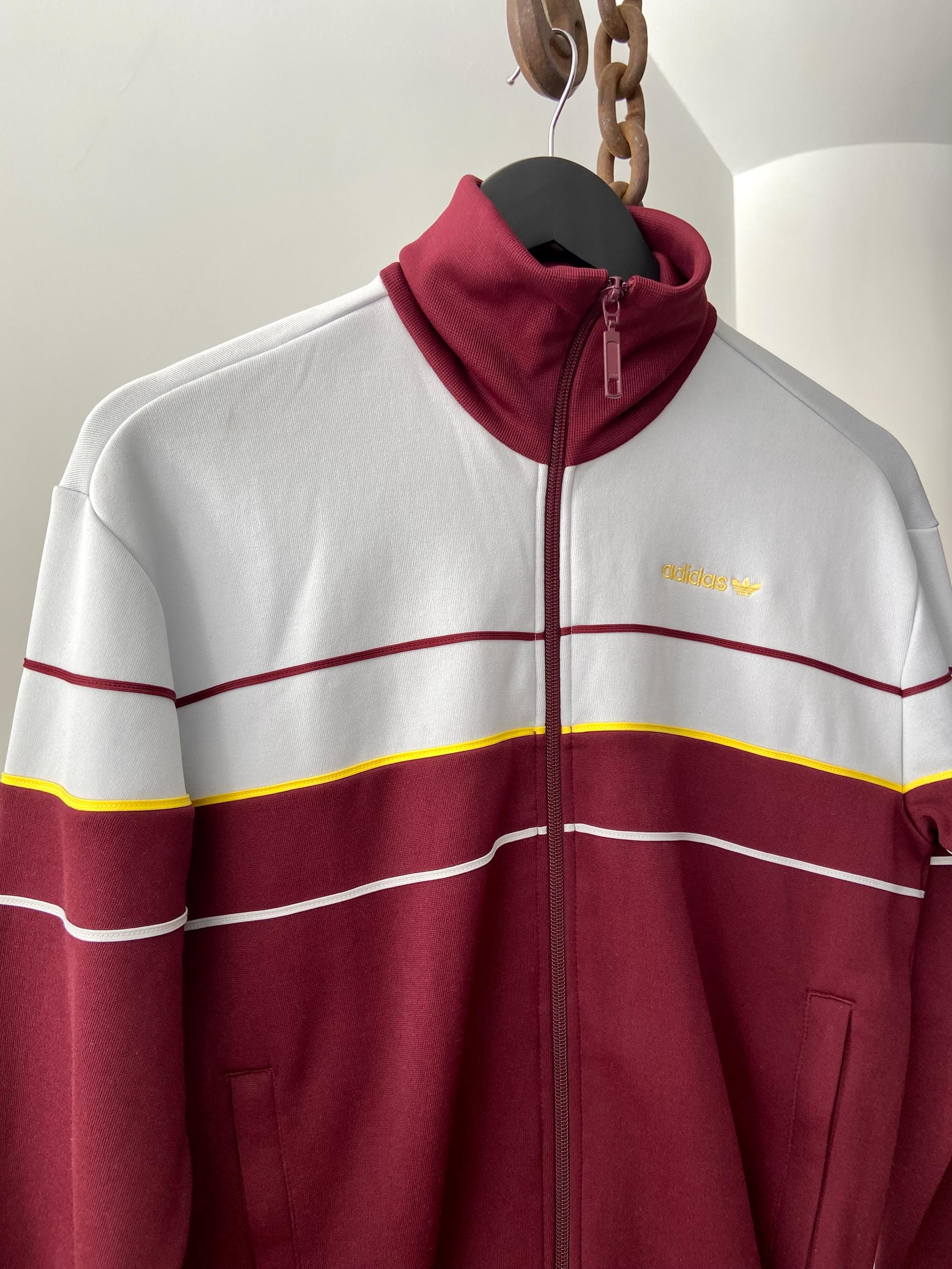 Vintage Adidas Stripe Zip-up Track Jacket - Retro Burgundy + White