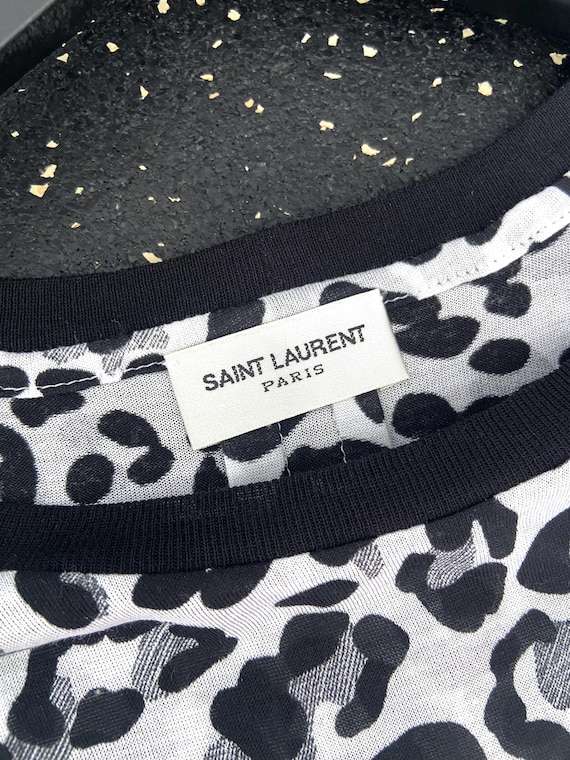 YSL - Saint Laurent Paris Black White Cheetah Print Drop Shoulder