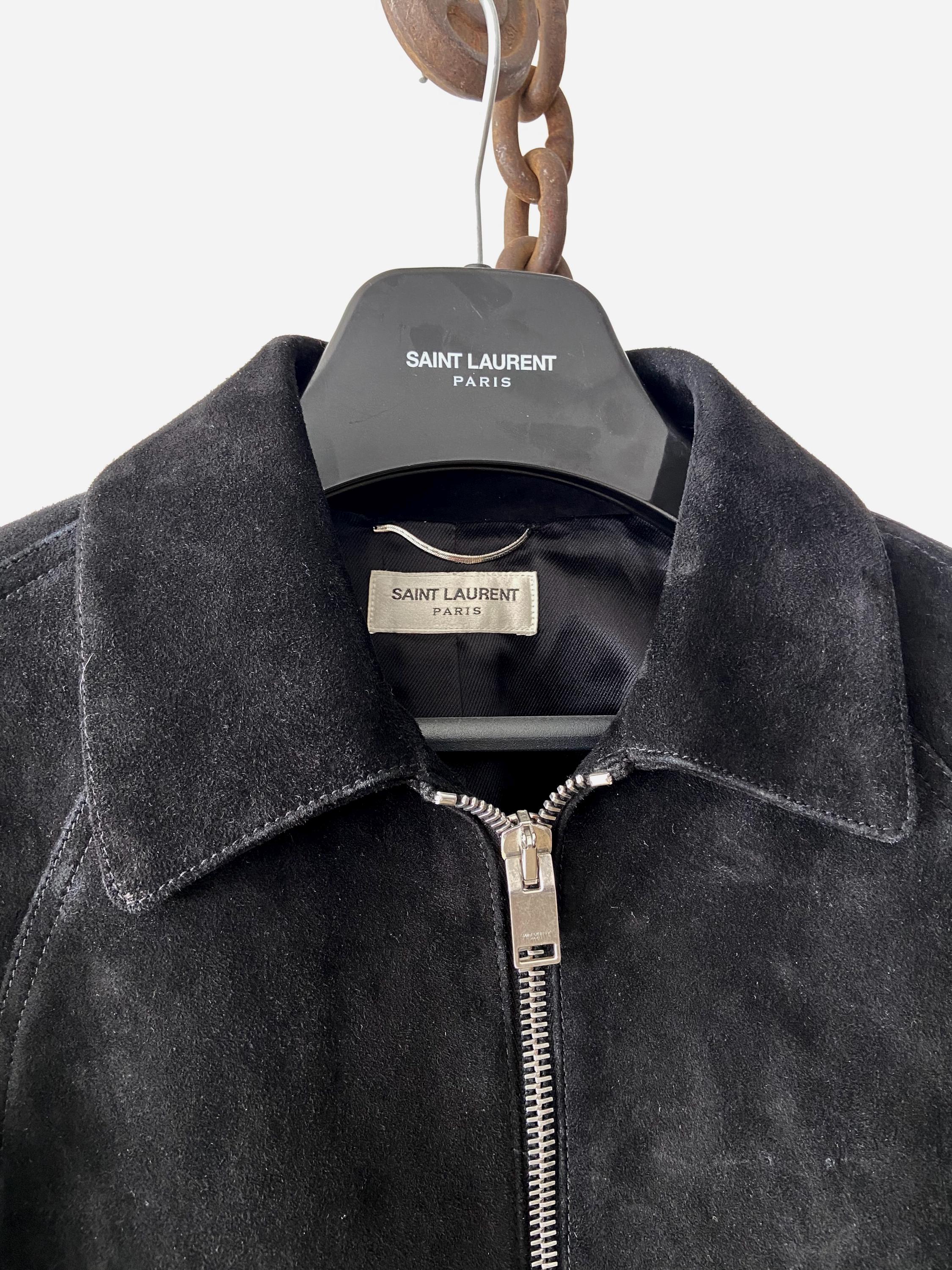 ヴィンテージ ブラック スエード YSL サンローラン パリ ジップアップ
