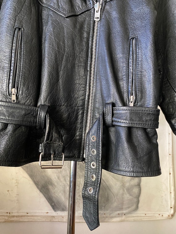 80s Vintage Leather Biker Jacket - image 5