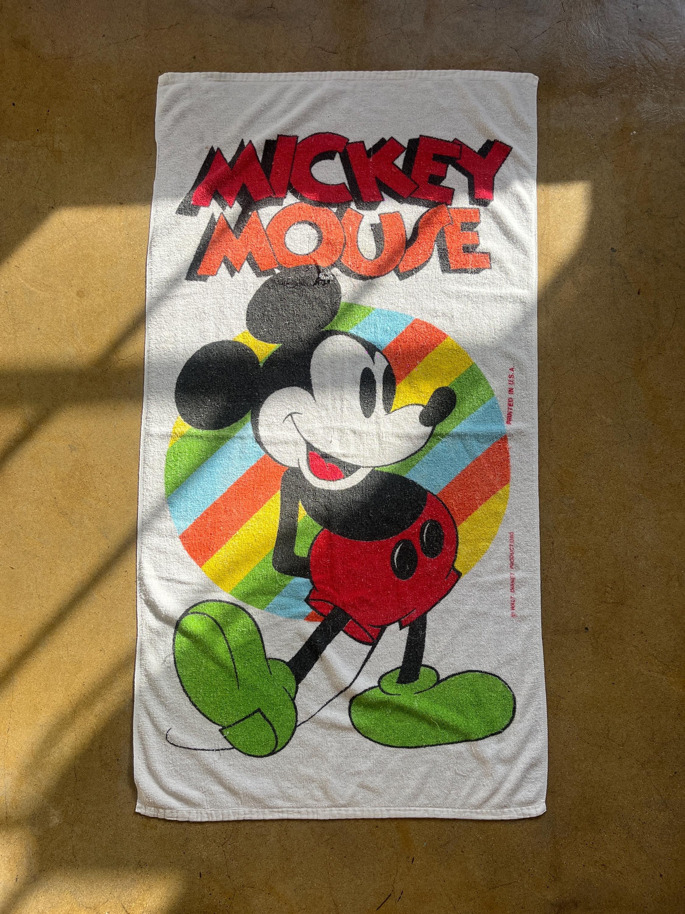 MICKEY !! Vintage Screen Printed Graphic Beach Towel From the 90s