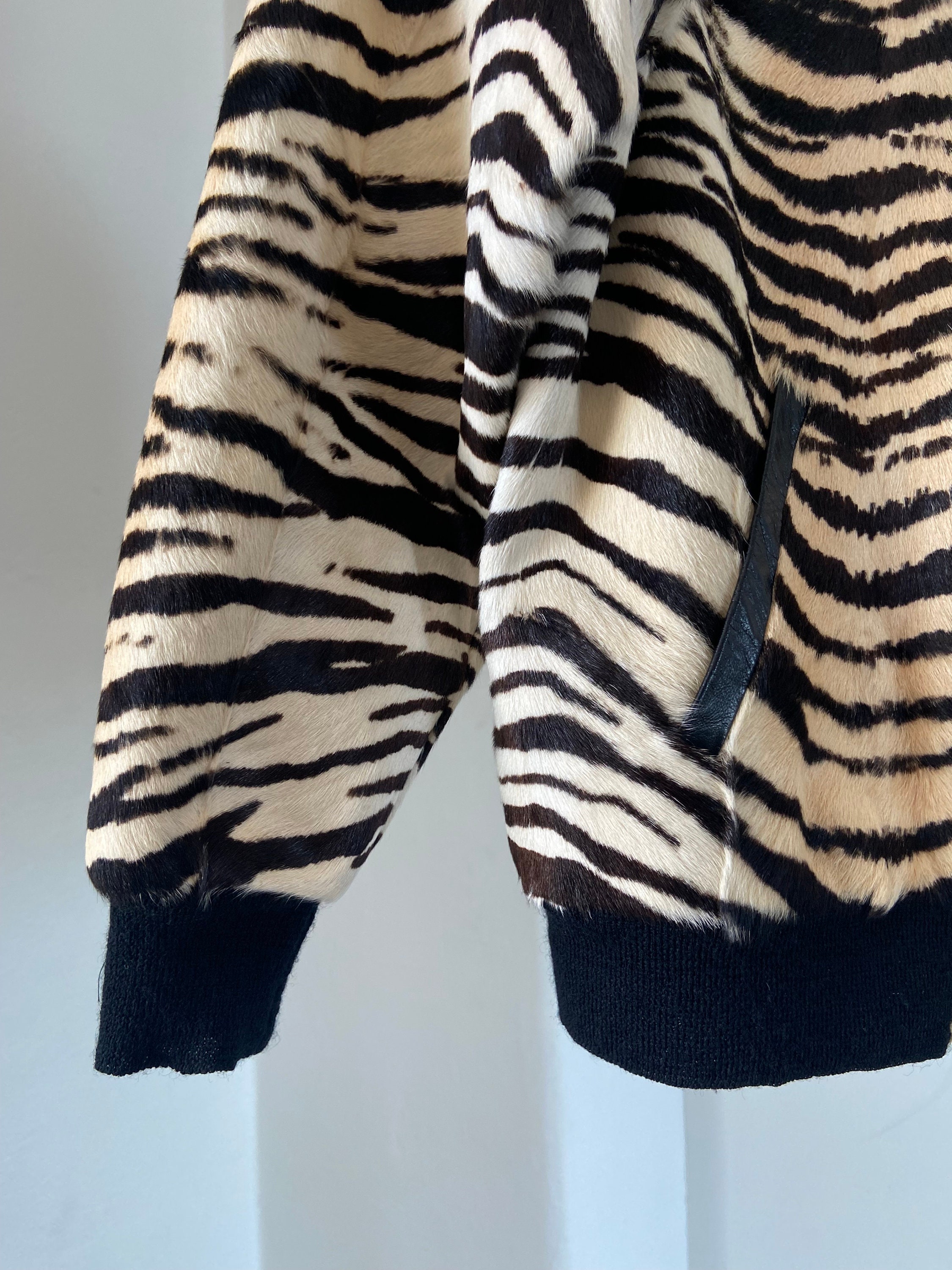 Saint Laurent Paris Tiger Print on Calf Fur Bomber Teddy Saint Laurent Paris Tiger Print on Calf Fur Bomber Teddy