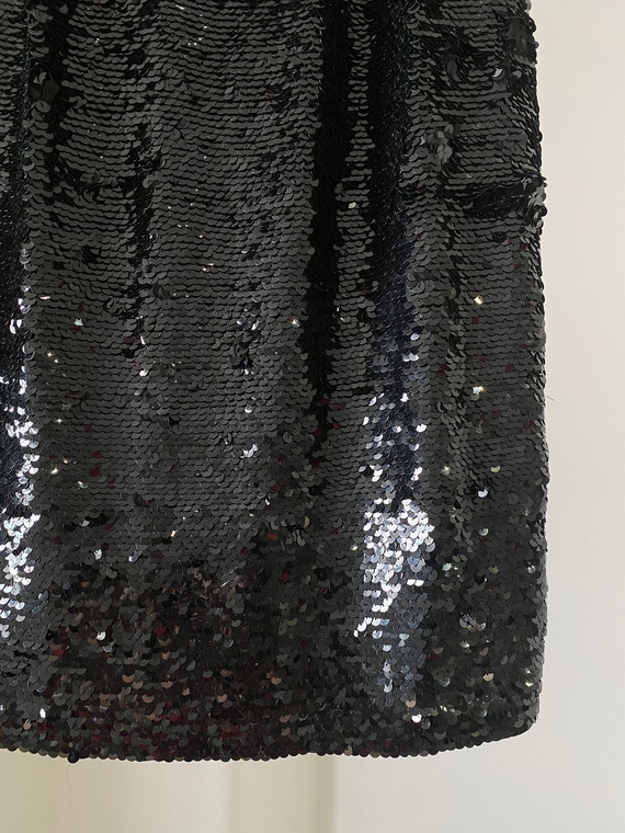All over Black Sequins High Waist Skirt / size 4 - image 5