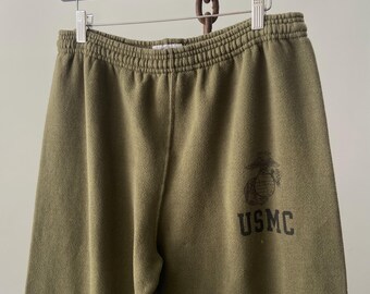 Vintage Olive Green USMC Marine Elastic Waist Cuff Sweat Pants