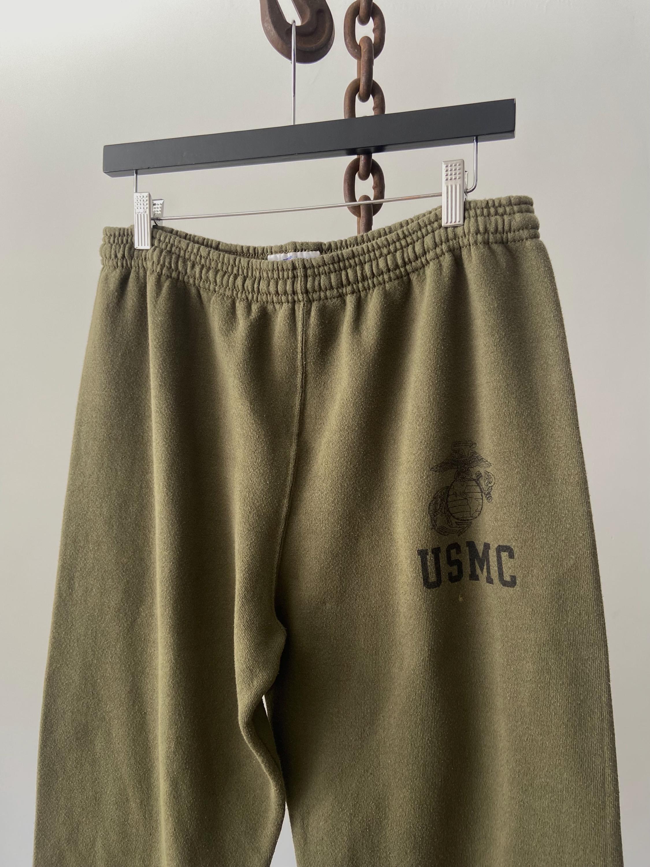Vintage Olive Green USMC Marine Elastic Waist Cuff Sweat Pants