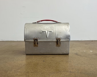 Vintage Silber Alluminium Metall Lunch Box hergestellt in den USA von The American Thermos Produkte Co. !!!
