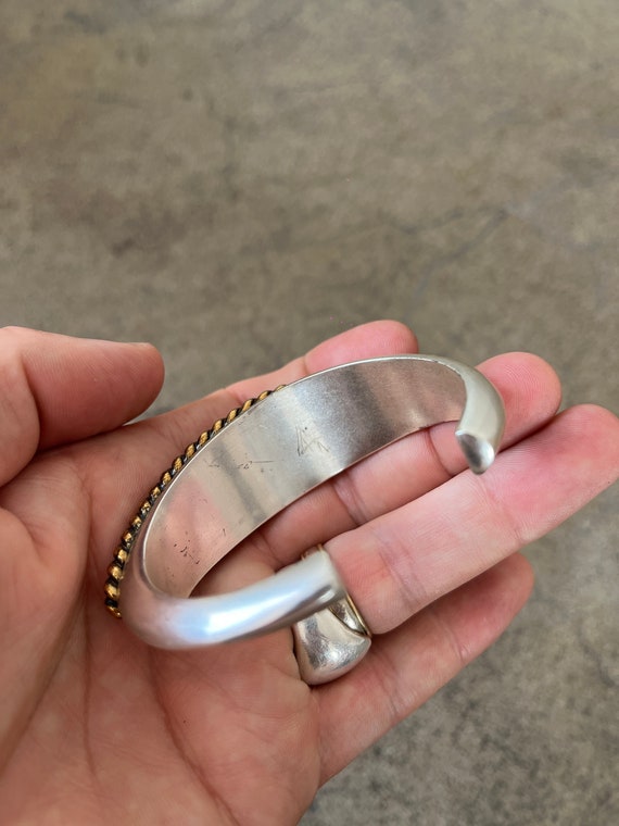 YSL Silver and Brass Cuff Bracelet - image 4