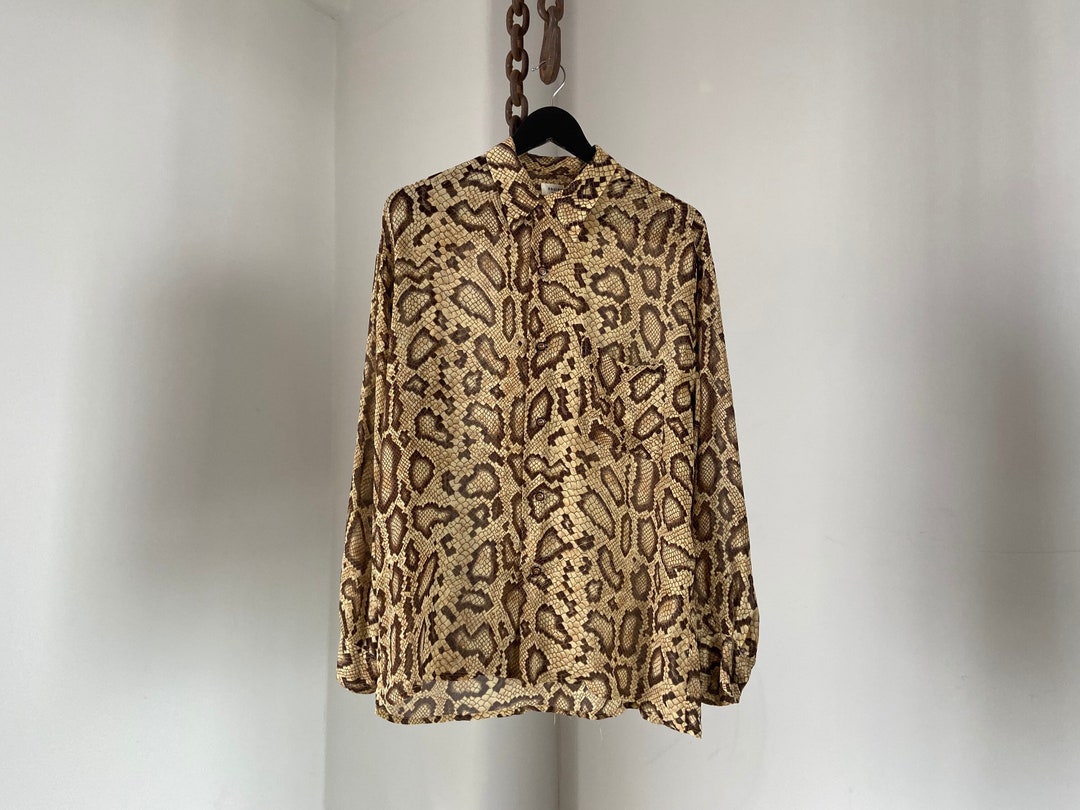 Vintage Equipment Made in France Silk Python Print Blouse Japan Size M ...