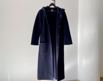 Vintage 90s Polo Jeans Co. Wool Blend Hooded Long Coat - Size S