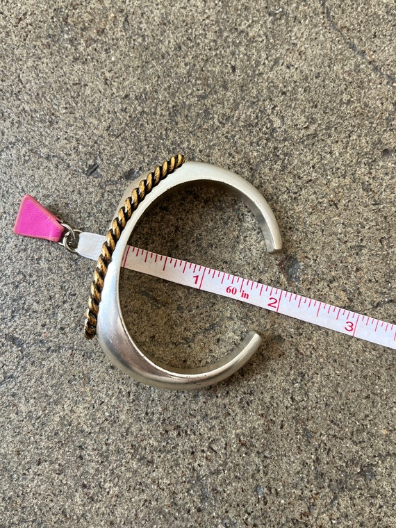 YSL Silver and Brass Cuff Bracelet - image 10