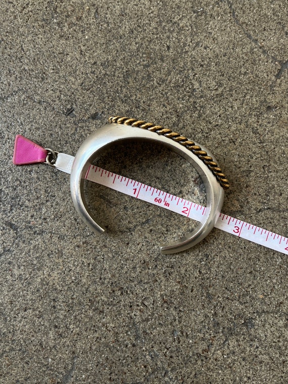 YSL Silver and Brass Cuff Bracelet - image 9