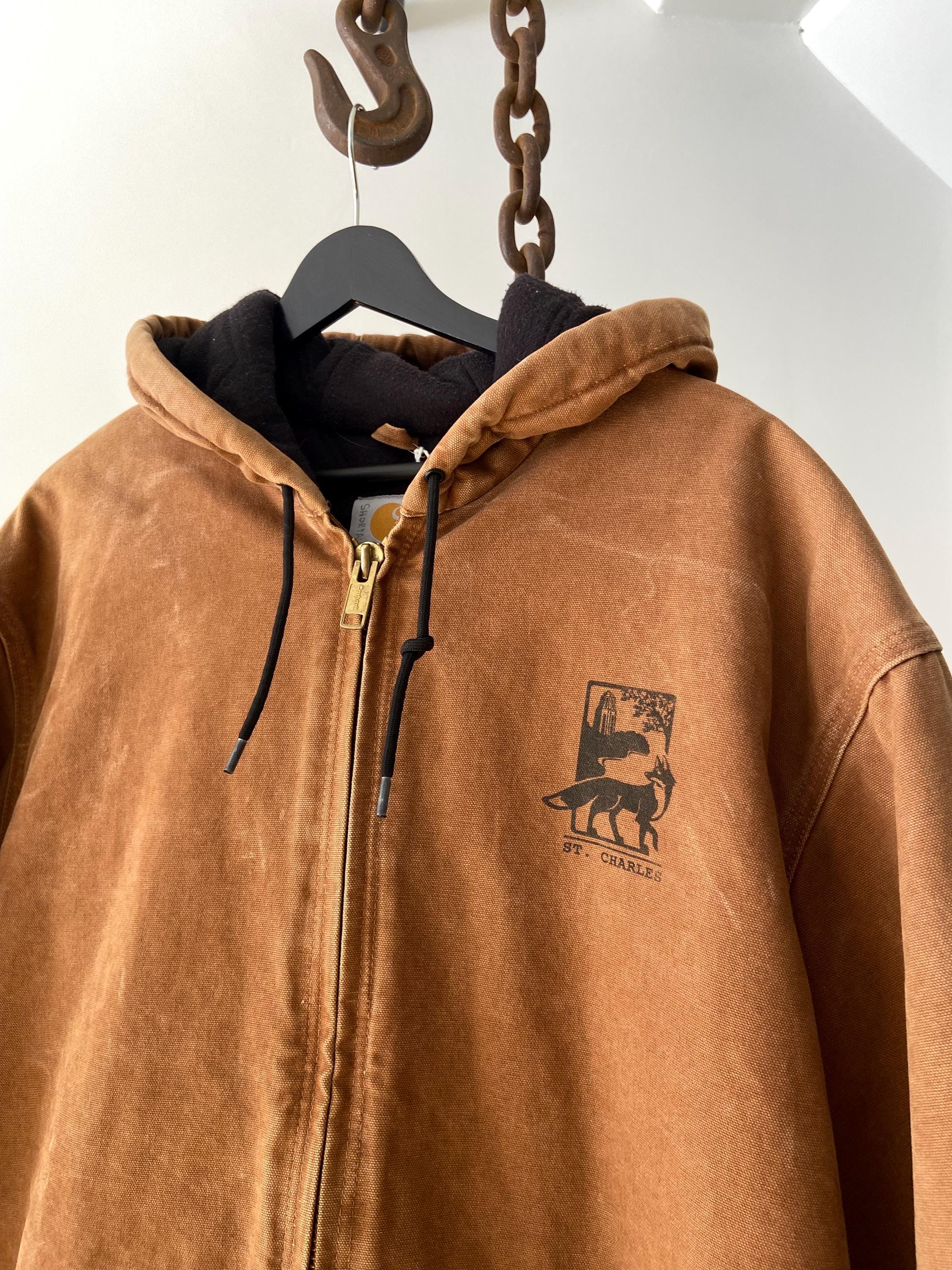 Vintage Brown Ginger Carhartt J130 Hooded Zip-up Bomber Jacket