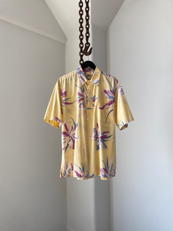Reyn Spooner Hibiscus Hawaiian Cotton Yellow Polo… - image 1
