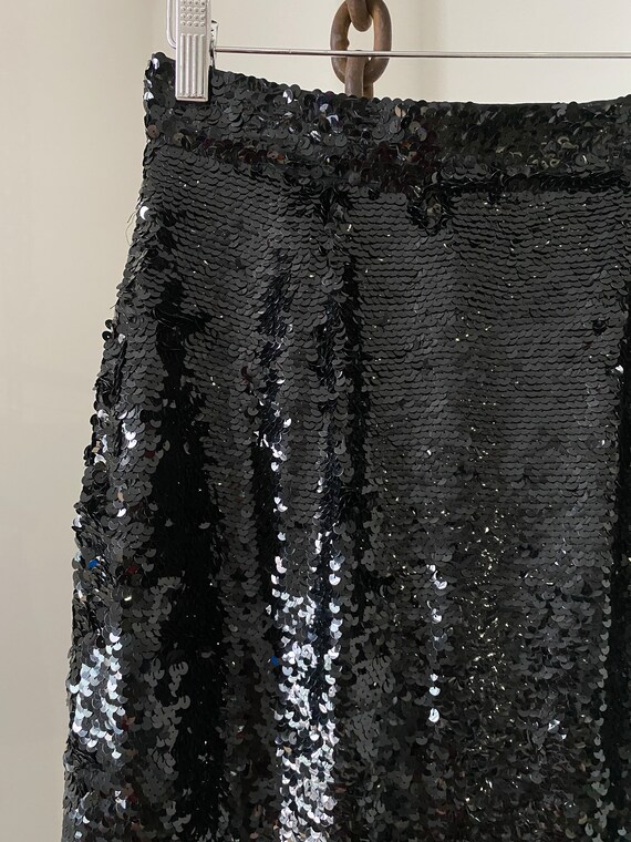 All over Black Sequins High Waist Skirt / size 4 - image 6