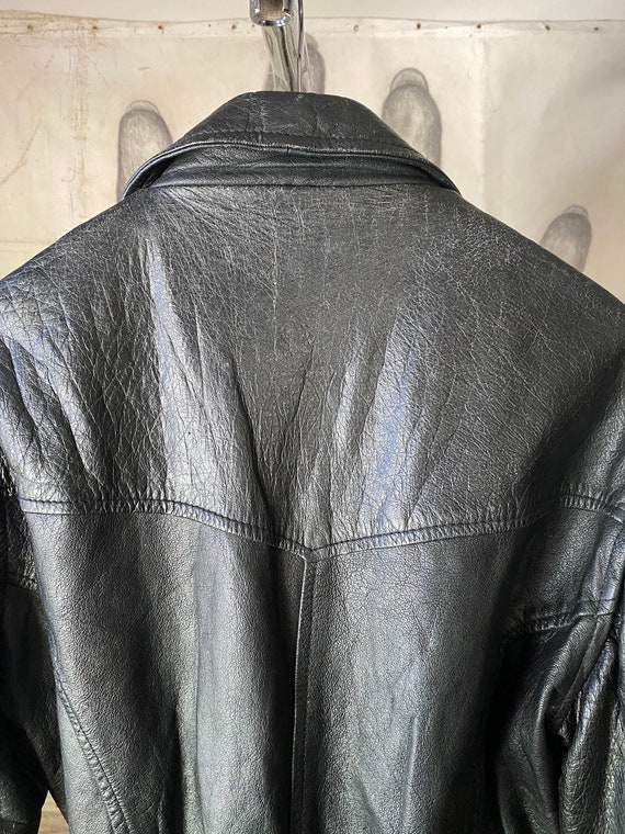 80s Vintage Leather Biker Jacket - image 10