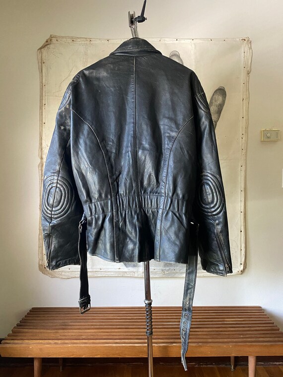 Oversized Motorcycle Black Leather Jacket Gem