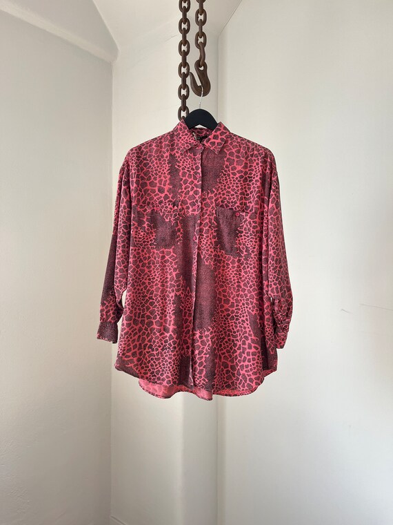 Leopard Snake Graphic all over printed Button dow… - image 2