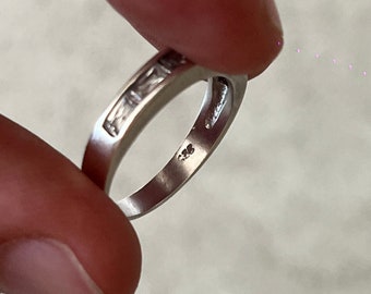925 Vintage Silver Ring With White Crystal Square Stones