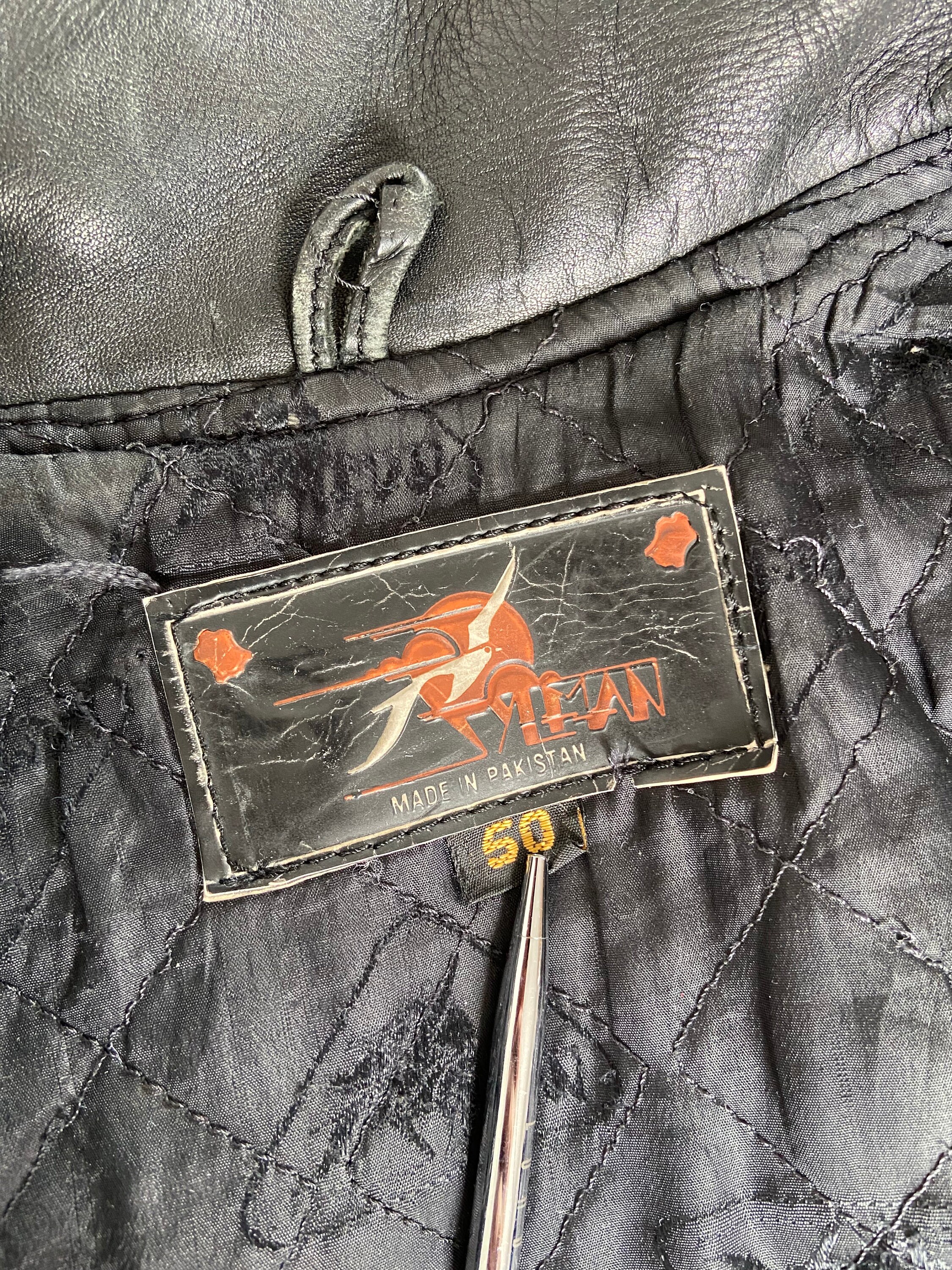 Vintage Sylman Black Asymmetrical Zip Leather Moto Jacket
