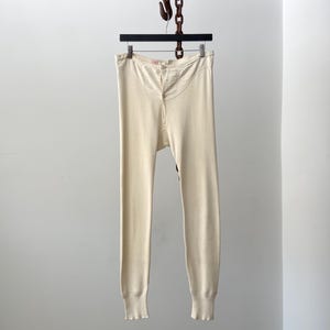 Vintage 60s Wright’s Cotton Ribbed Thermal Underwear Bottoms - Cream - size 32