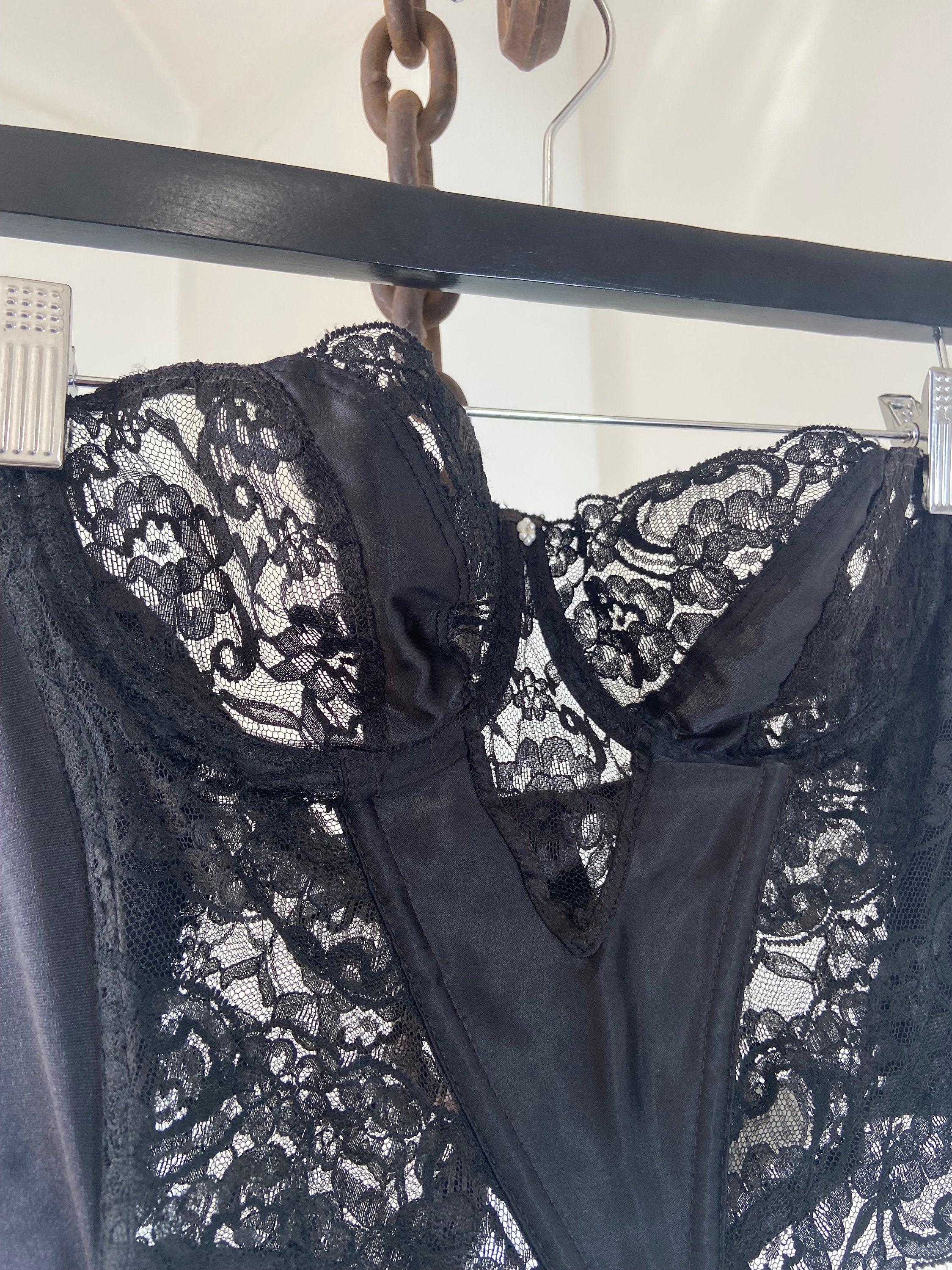 Vintage Black Lace Christian Dior Intimates Corset Lingère Top