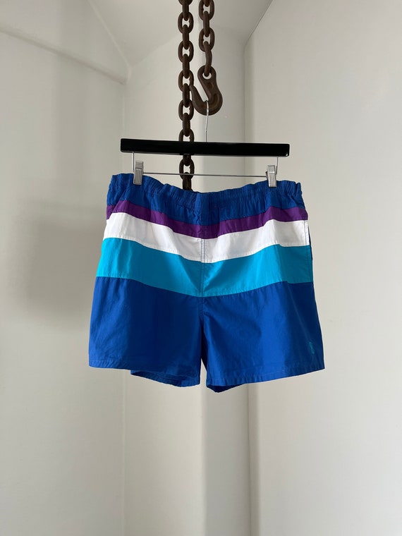 Bill Blass Blue Purple White Vintage Swim Shorts /