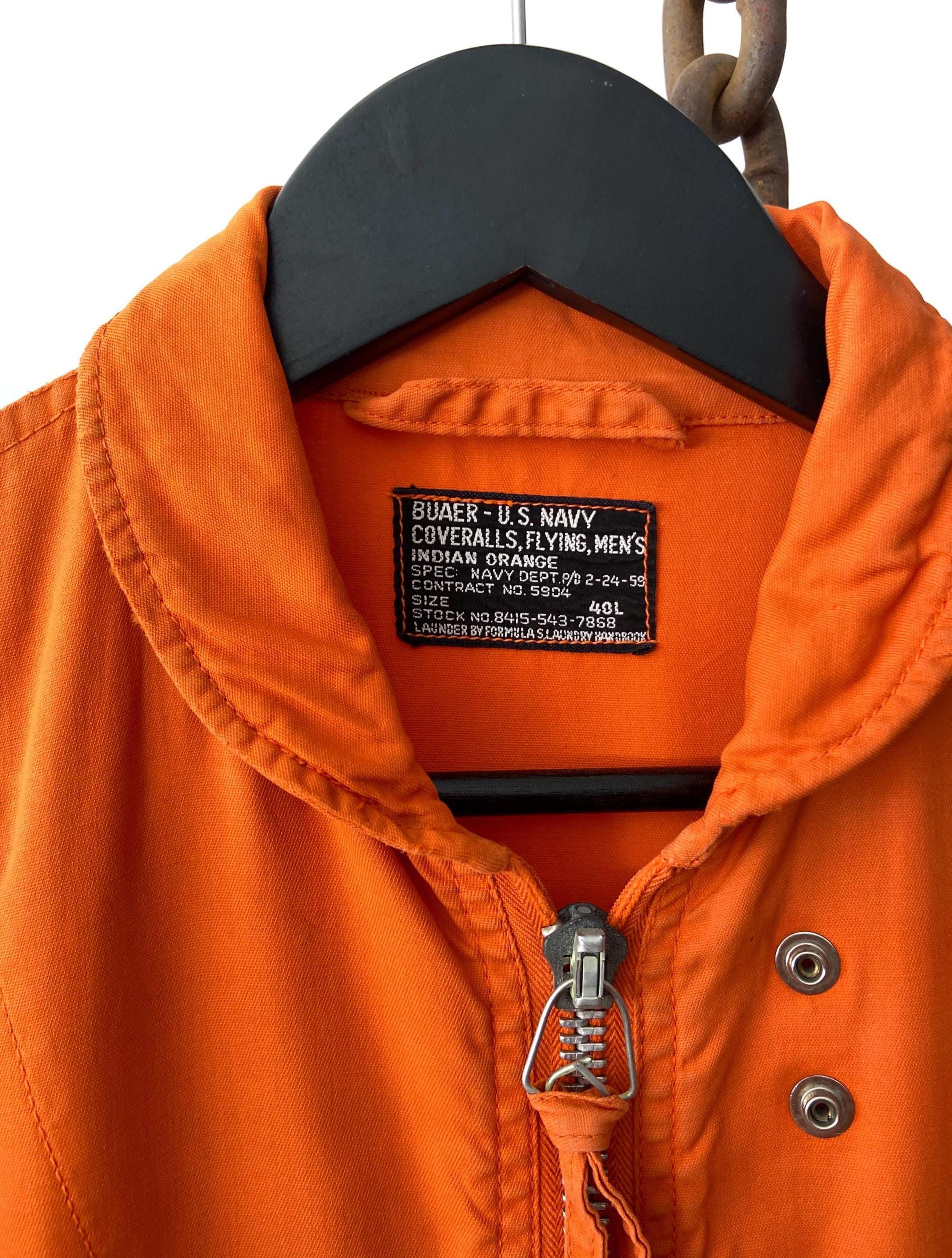 Incredible Vintage Buaer USA Navy Flying Coveralls - Orange Size