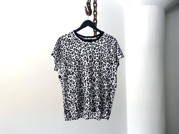 YSL - Saint Laurent Paris Black White Cheetah Print Drop Shoulder