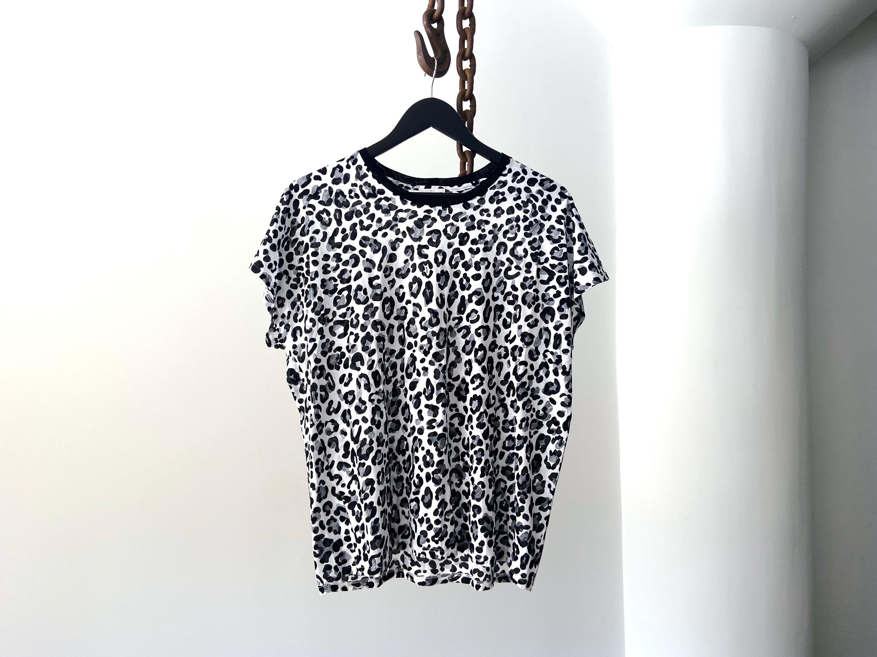 YSL - Saint Laurent Paris Black White Cheetah Print Drop Shoulder