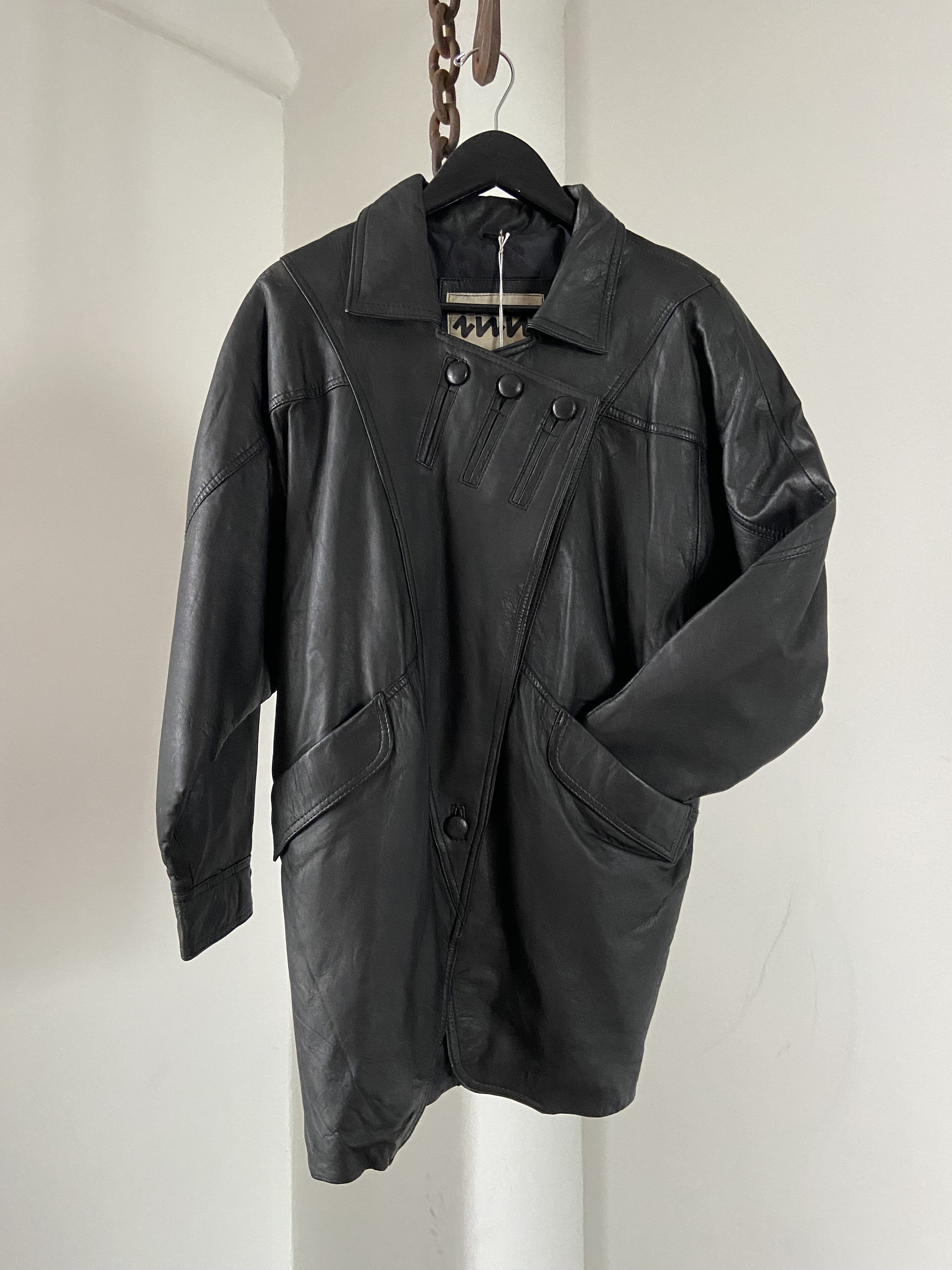 Vintage 80s Plantation Issey Myake inn by Paskin Black Leather 