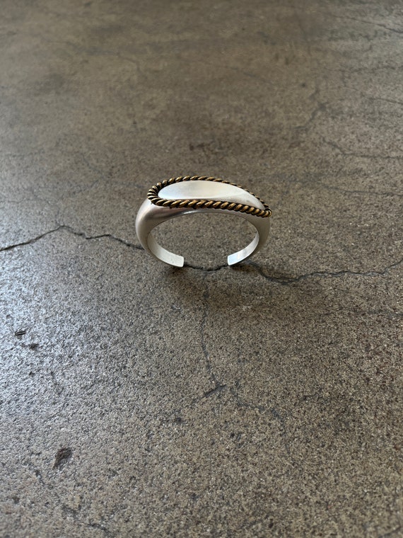 YSL Silver and Brass Cuff Bracelet - image 3