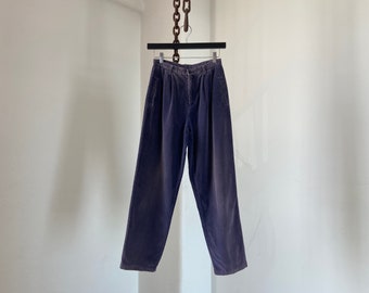 Vintage Liz Claiborne Corduroy Trousers: Faded Blue Pleated Pants (Size 4P)