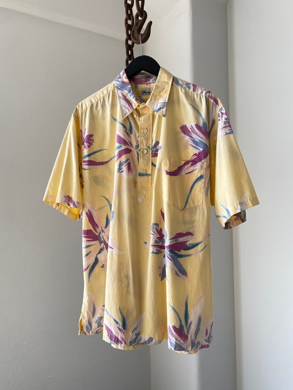 Reyn Spooner Hibiscus Hawaiian Cotton Yellow Polo… - image 2