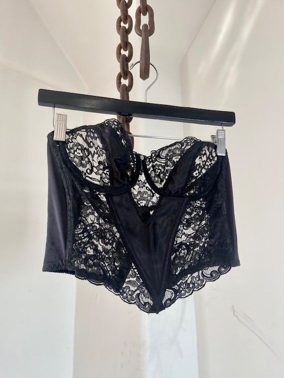 Vintage Black Lace Christian Dior Intimates Corset Lingère Top